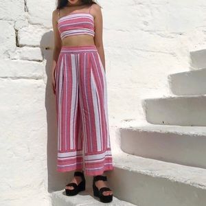 Striped High-Waisted Wide Leg Pants, Size S